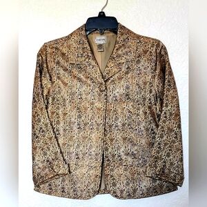 Chico's Brown & Gold Satin Sheen Jacket.   Size 0